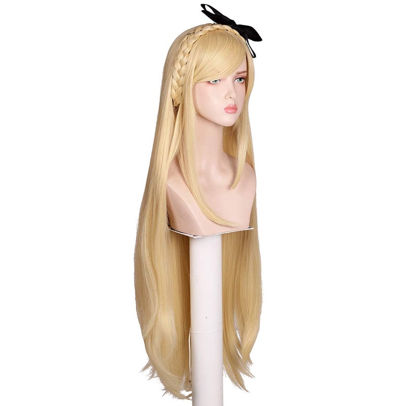ColorGround Wig with Black Bow and Rhinestones for Cosplay and Cons (Long Blonde) - Image 3